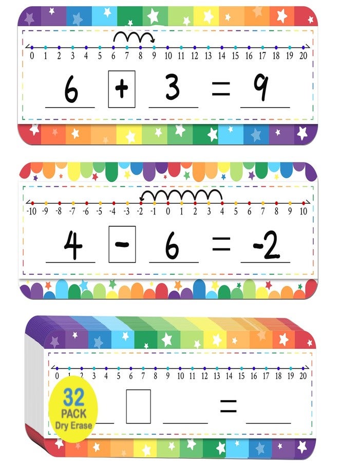 CUDICY 32 Pack Number Line Dry Erase White Board Double Sided Classroom Must Haves Math Manipulatives Teacher Supplies for Kindergarten Elementary Special Education Students Homeschool 12"x4" - Image 1
